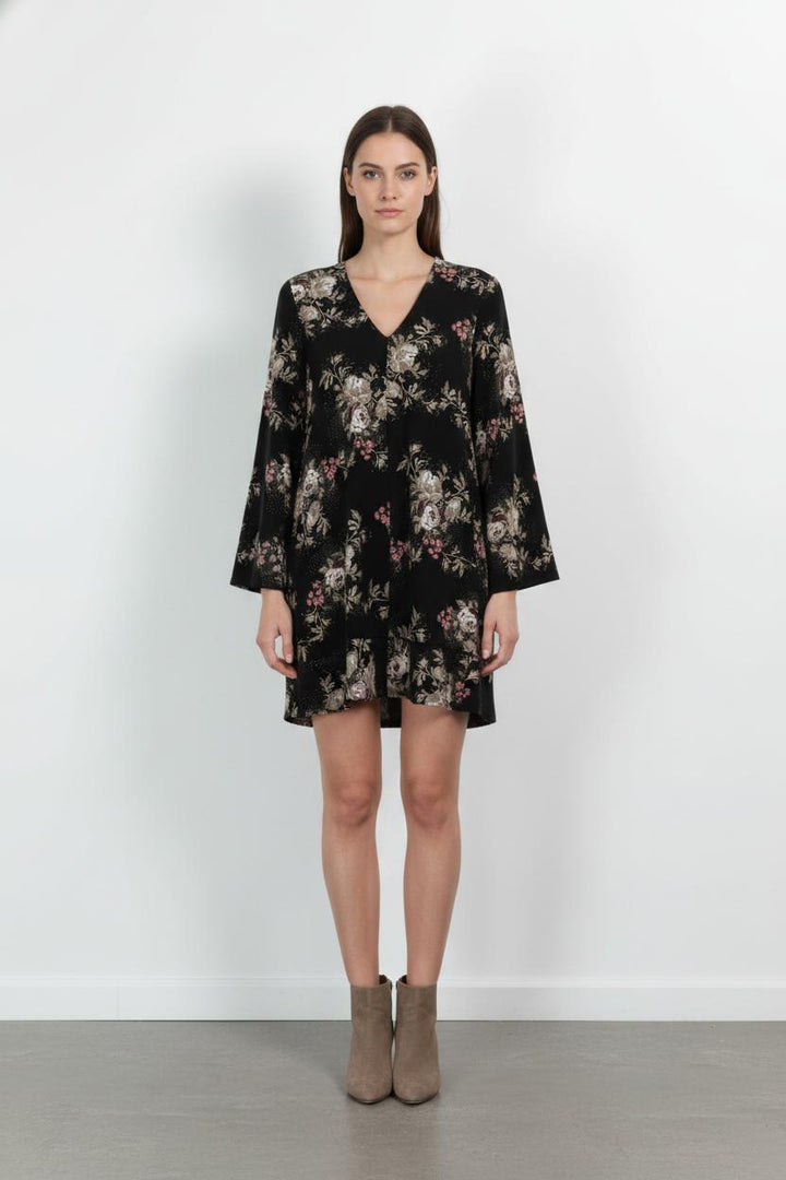Robe Fleurie Noire et Beige - Taille S/36 de la marque Karl Marc John | PARAD103578 - Vendu par Paradigme - Image 1