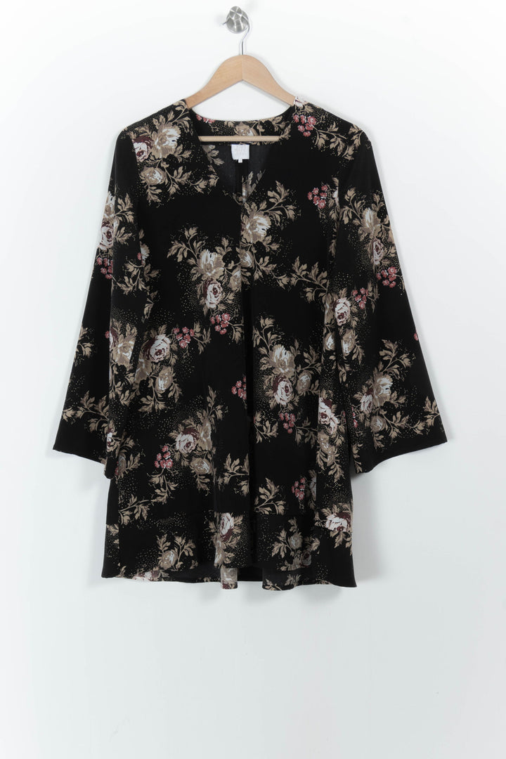 Robe Fleurie Noire et Beige - Taille S/36 de la marque Karl Marc John | PARAD103578 - Vendu par Paradigme - Image 2