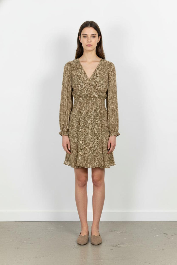 Robe Portefeuille Marron et Blanche - Taille S/36 de la marque Emile & Ida | PARAD103580 - Vendu par Paradigme - Image 1