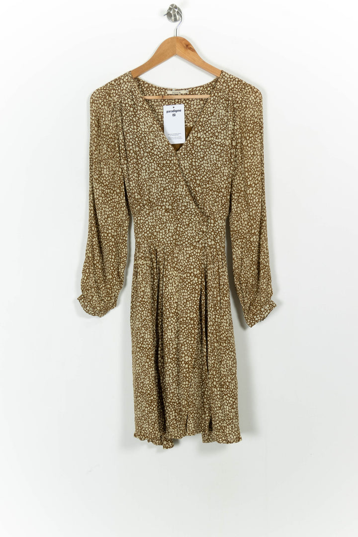 Robe Portefeuille Marron et Blanche - Taille S/36 de la marque Emile & Ida | PARAD103580 - Vendu par Paradigme - Image 2