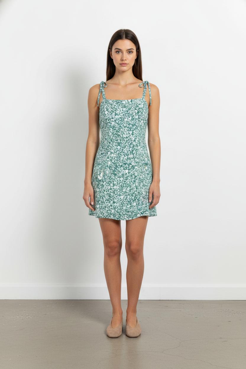 Robe Fleurie Verte et Blanche - Taille XL/42 de la marque Kookai | PARAD103581 - Vendu par Paradigme - Image 1