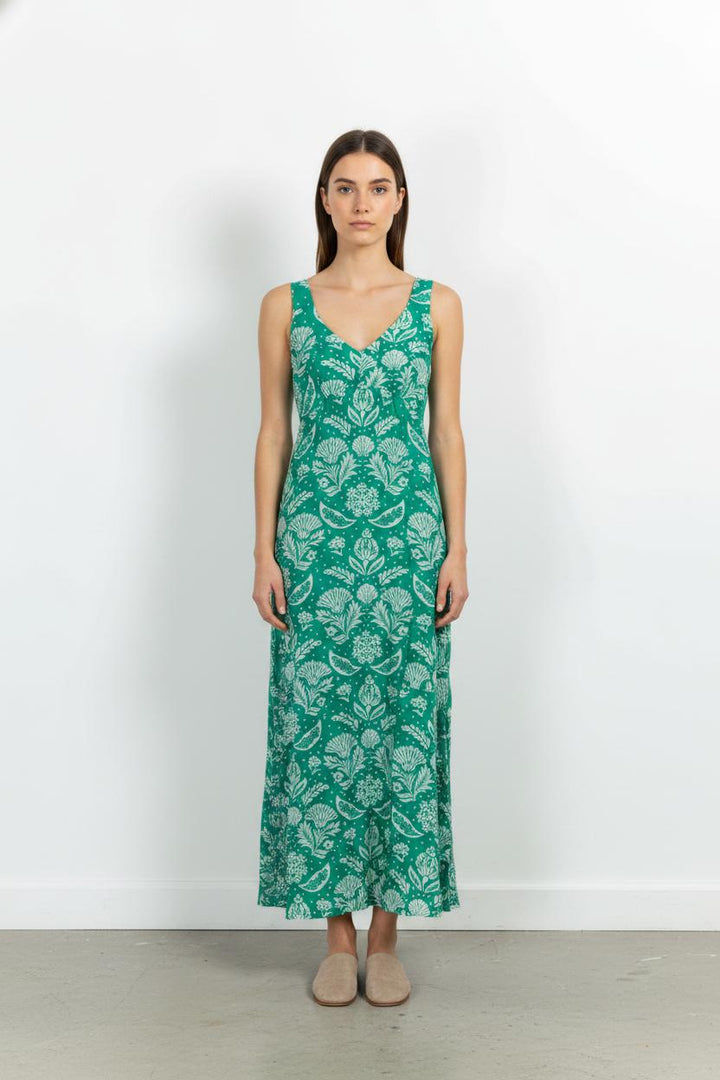 Robe Longue Verte et Blanche - Taille L/40 de la marque Petite Mendigote | PARAD103585 - Vendu par Paradigme - Image 1