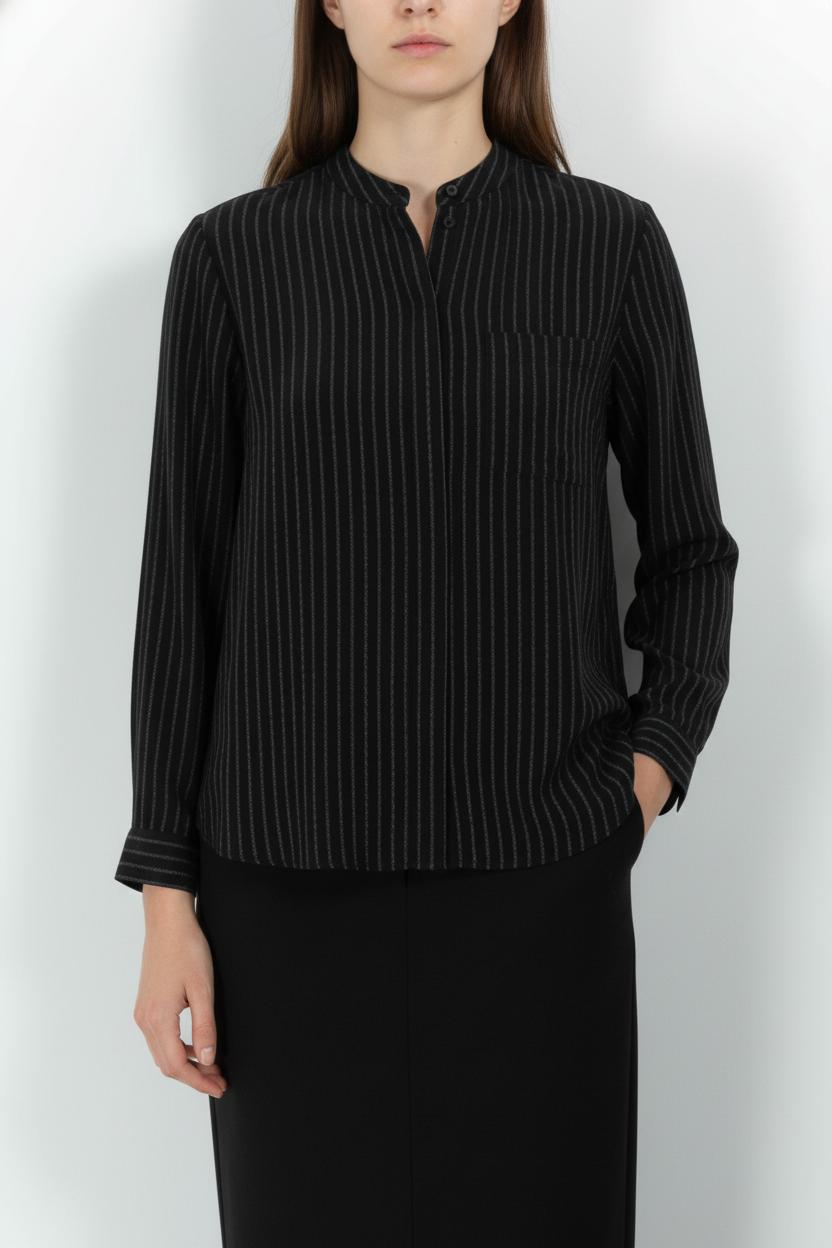 Chemise Noire à Rayures Blanches - Taille XS/34 de la marque The Kooples | PARAD103587 - Vendu par Paradigme - Image 1