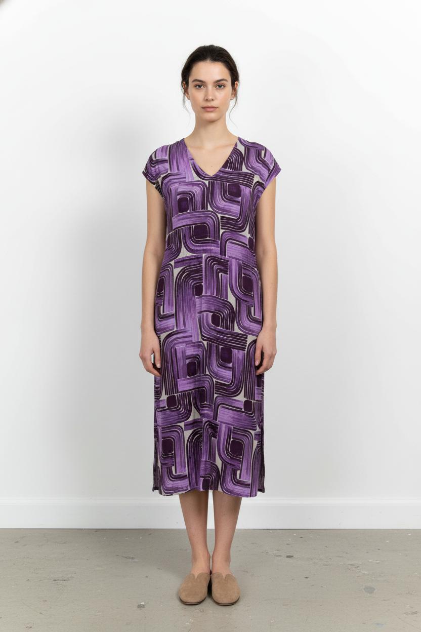 Robe Violette et Beige - Taille L/40 de la marque La Fée Maraboutée | PARAD103596 - Vendu par Paradigme - Image 1
