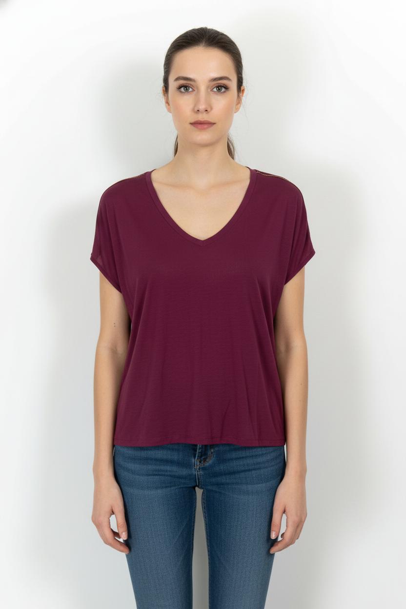 T-shirt Violet - Taille M/38 de la marque La Fée Maraboutée | PARAD103604 - Vendu par Paradigme - Image 1