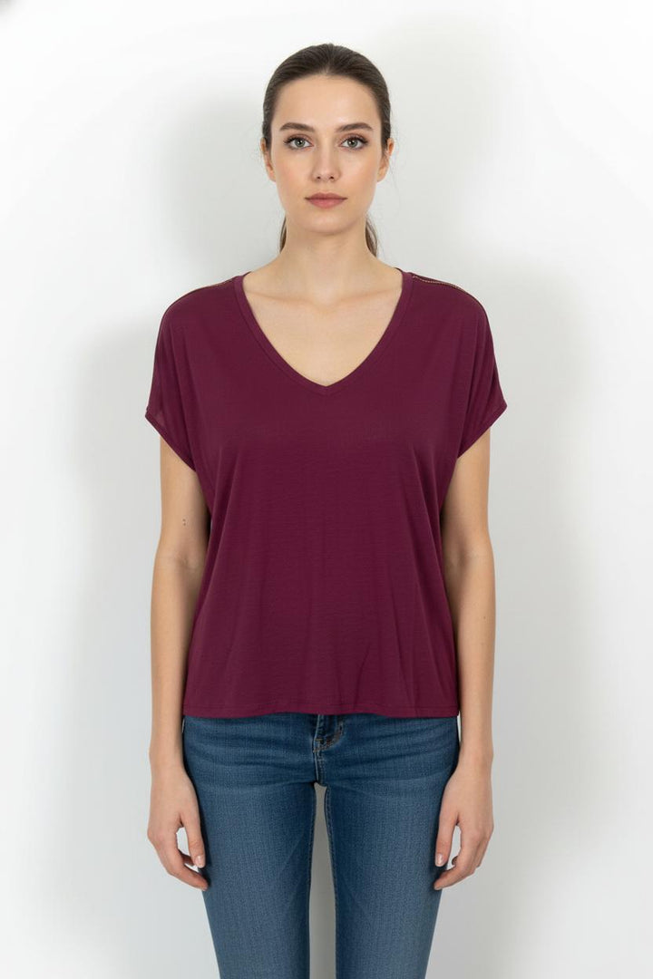 T-shirt Violet - Taille M/38 de la marque La Fée Maraboutée | PARAD103604 - Vendu par Paradigme - Image 1