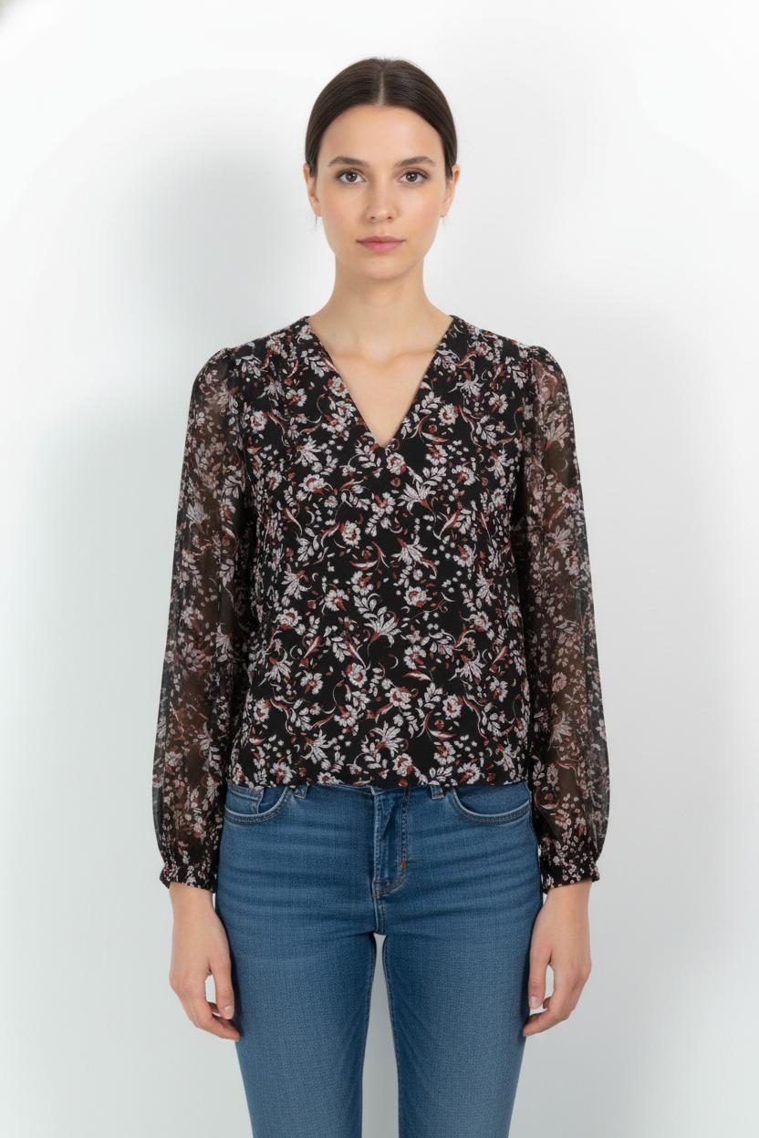 Blouse Noire et Blanche - Taille M/38 de la marque La Fée Maraboutée | PARAD103608 - Vendu par Paradigme - Image 1