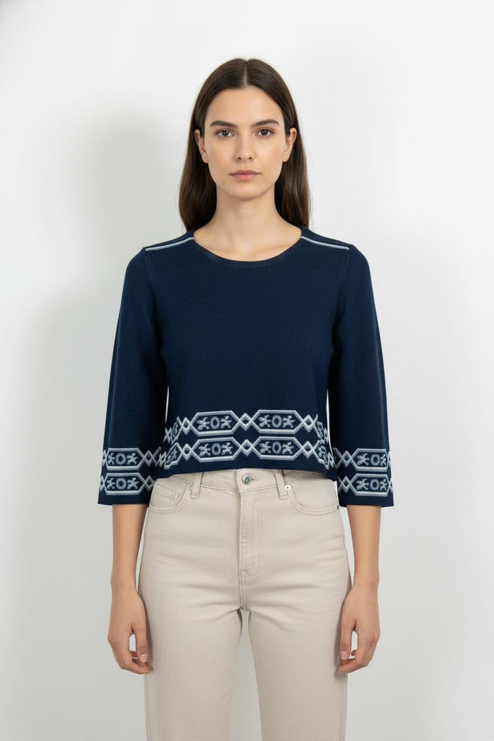 Pull Bleu et Blanc - Taille S/36 de la marque Maje | PARAD103623 - Vendu par Paradigme - Image 1