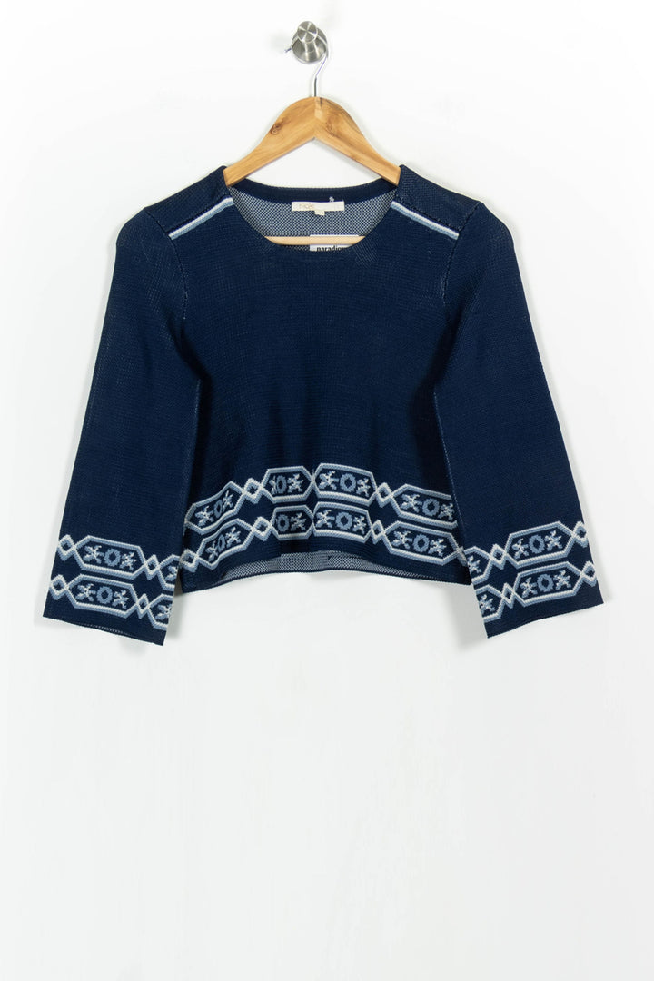 Pull Bleu et Blanc - Taille S/36 de la marque Maje | PARAD103623 - Vendu par Paradigme - Image 2