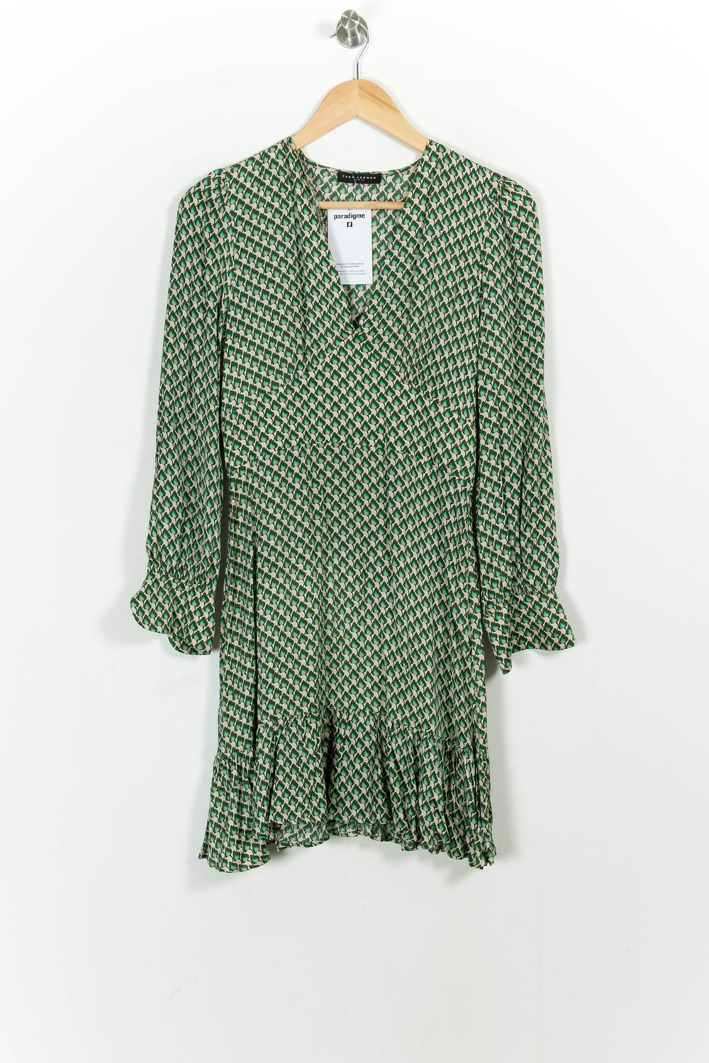 Robe Courte Verte et Blanche - Taille S/36 de la marque Tara Jarmon | PARAD103627 - Vendu par Paradigme - Image 2