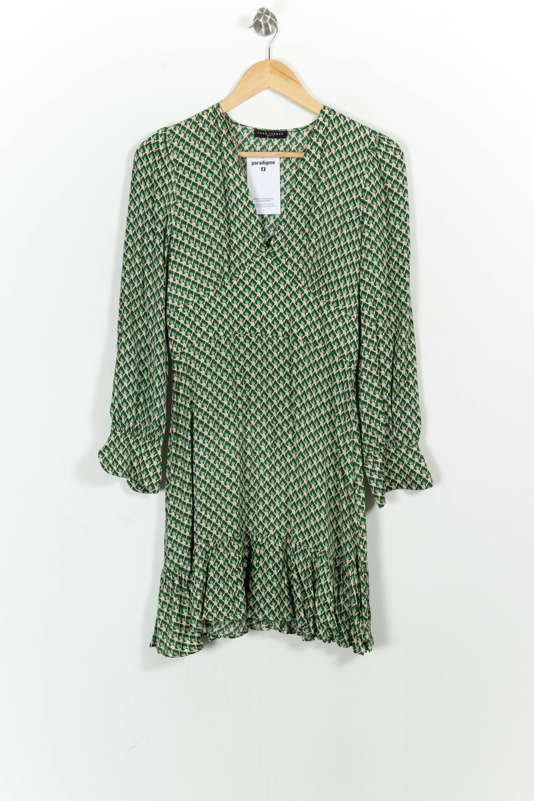 Robe Courte Verte et Blanche - Taille S/36 de la marque Tara Jarmon | PARAD103627 - Vendu par Paradigme - Image 2