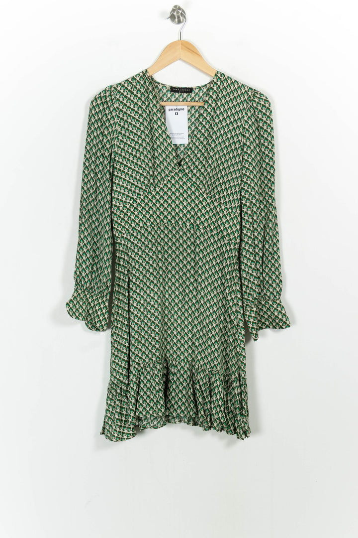 Robe Courte Verte et Blanche - Taille S/36 de la marque Tara Jarmon | PARAD103627 - Vendu par Paradigme - Image 2