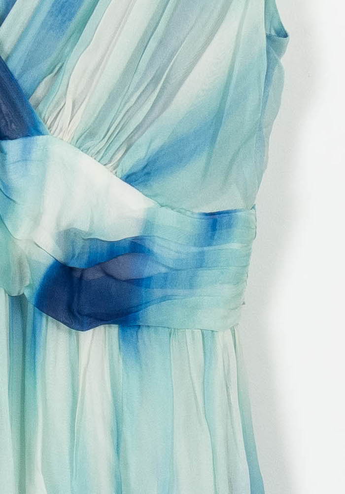 Robe Longue Bleu et Blanc - Taille S/36 de la marque Indies | PARAD103632 - Vendu par Paradigme - Image 3