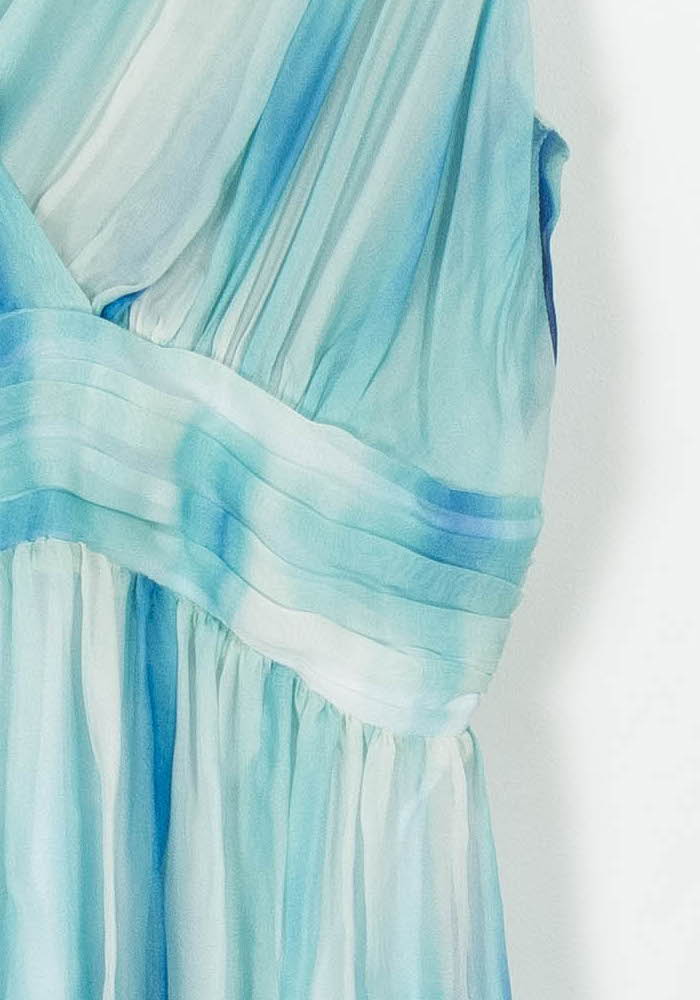 Robe Longue Bleu et Blanc - Taille M/38 de la marque Indies | PARAD103633 - Vendu par Paradigme - Image 3