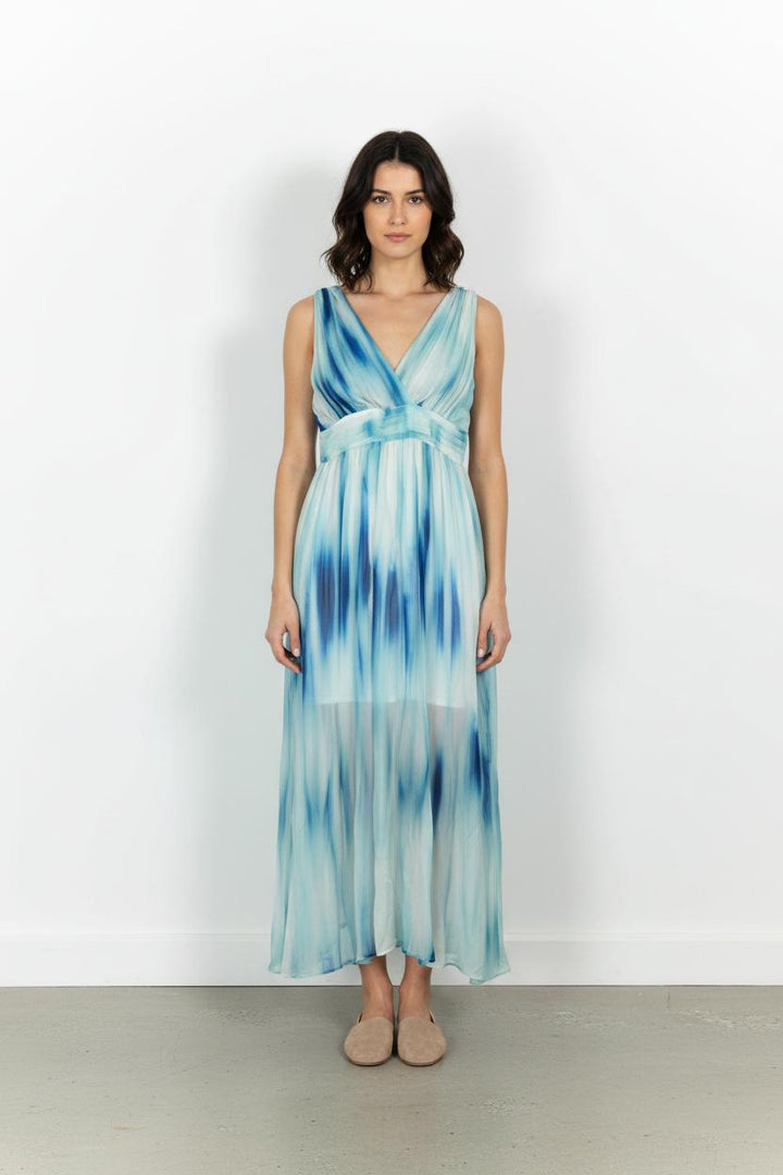 Robe Longue Bleu et Blanc - Taille M/38 de la marque Indies | PARAD103633 - Vendu par Paradigme - Image 1