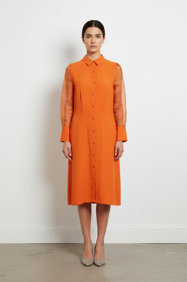 Robe Chemise Orange - Taille S/36 de la marque Indies | PARAD103634 - Vendu par Paradigme - Image 1