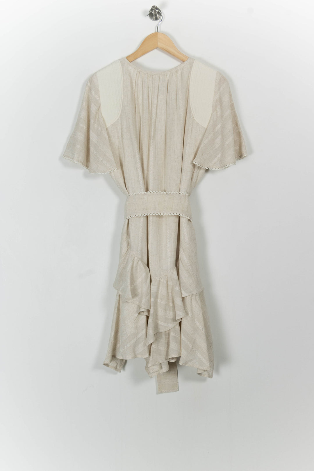 Robe Volantée Beige - Taille L/40 de la marque Indies | PARAD103644 - Vendu par Paradigme - Image 4