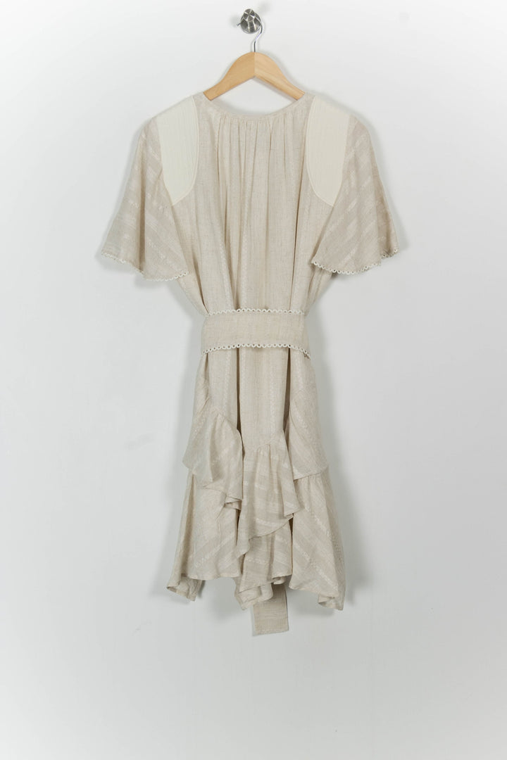Robe Volantée Beige - Taille L/40 de la marque Indies | PARAD103644 - Vendu par Paradigme - Image 4