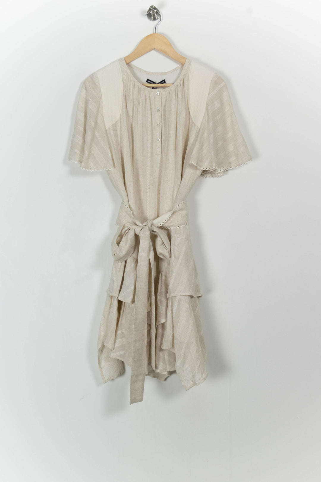 Robe Volantée Beige - Taille L/40 de la marque Indies | PARAD103644 - Vendu par Paradigme - Image 2