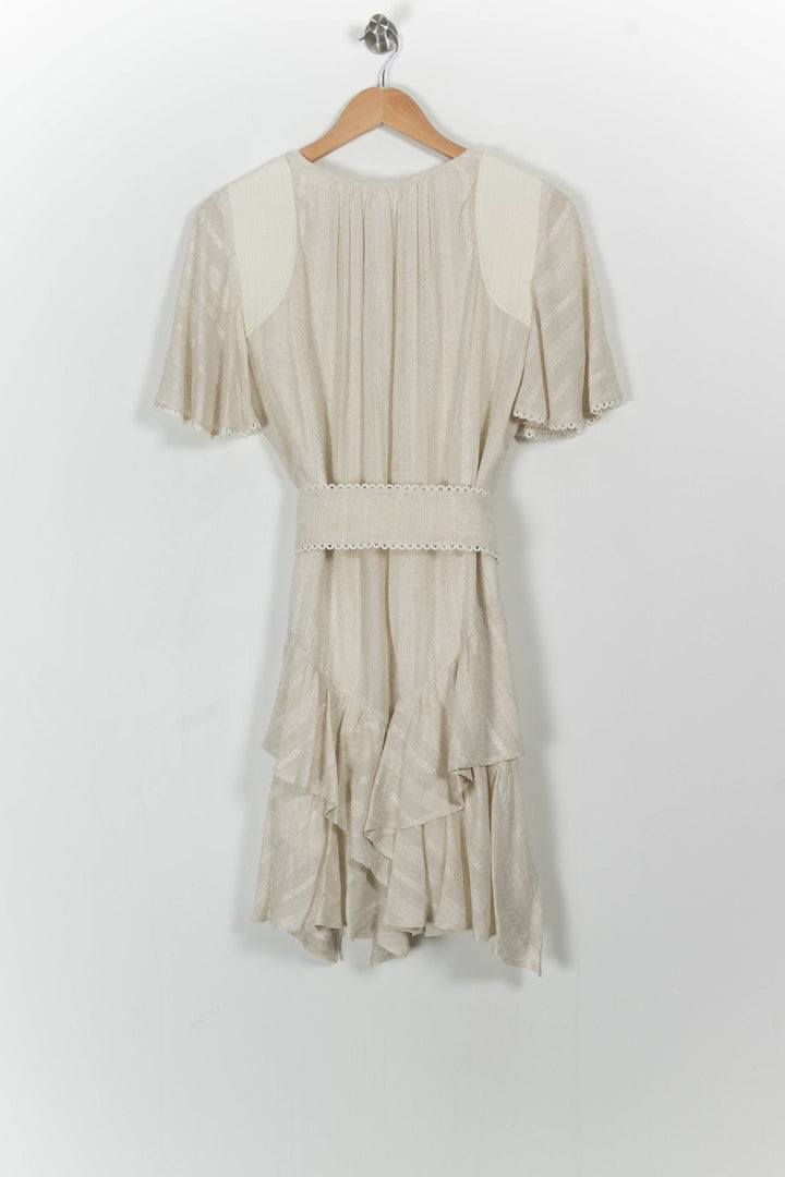 Robe Courte Beige - Taille M/38 de la marque Indies | PARAD103645 - Vendu par Paradigme - Image 4
