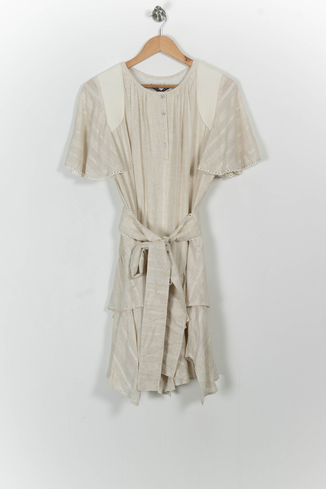 Robe Courte Beige - Taille M/38 de la marque Indies | PARAD103645 - Vendu par Paradigme - Image 2