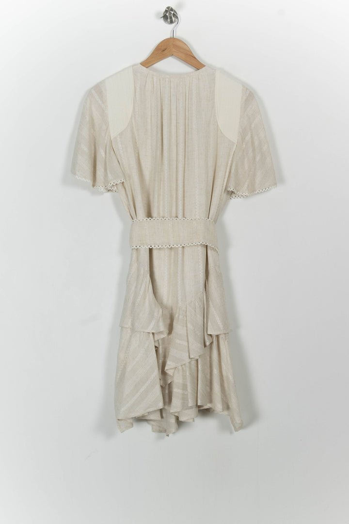 Robe Courte Beige - Taille S/36 de la marque Indies | PARAD103646 - Vendu par Paradigme - Image 4