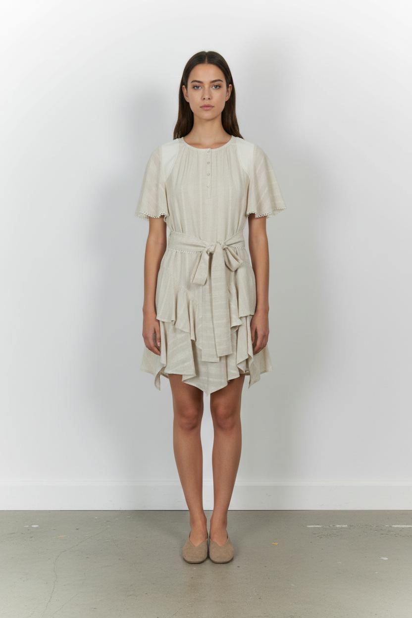 Robe Courte Beige - Taille S/36 de la marque Indies | PARAD103646 - Vendu par Paradigme - Image 1