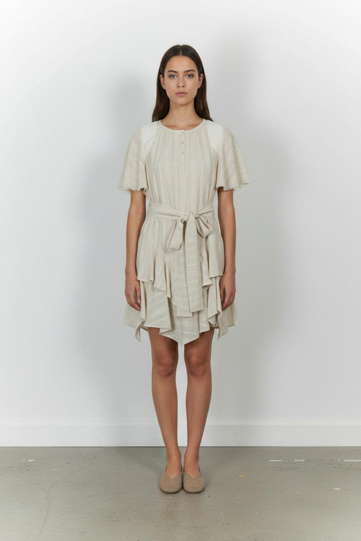 Robe Courte Beige - Taille S/36 de la marque Indies | PARAD103646 - Vendu par Paradigme - Image 1