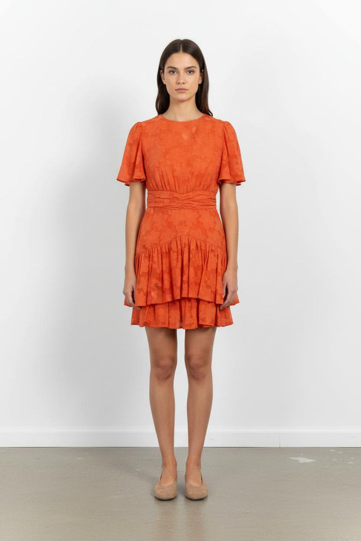 Robe Volantée Orange - Taille S/36 de la marque Indies | PARAD103648 - Vendu par Paradigme - Image 1