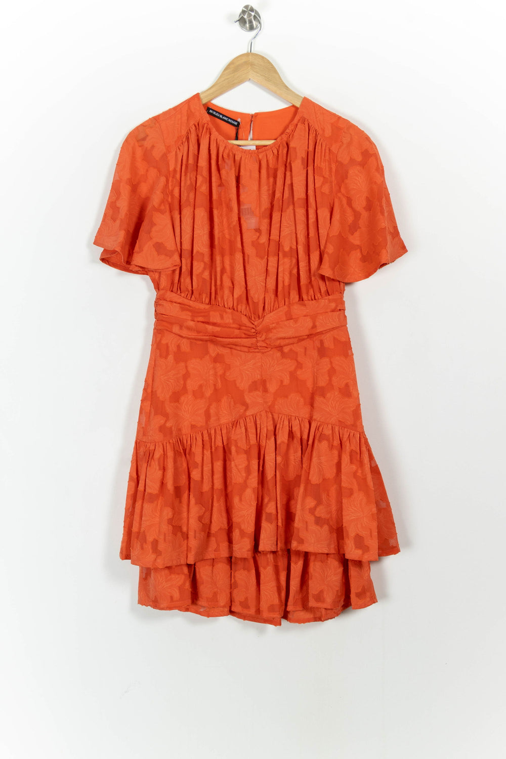 Robe Volantée Orange - Taille S/36 de la marque Indies | PARAD103648 - Vendu par Paradigme - Image 2