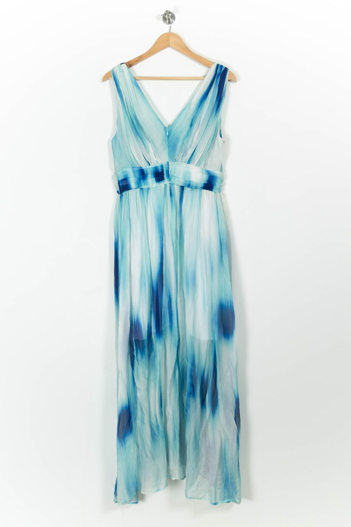 Robe Longue Bleue et Blanche - Taille L/40 de la marque Indies | PARAD103657 - Vendu par Paradigme - Image 4