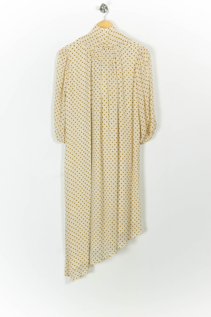 Robe Midi Écrue à Pois Marron et Noir - Taille M/38 de la marque Indies | PARAD103659 - Vendu par Paradigme - Image 4