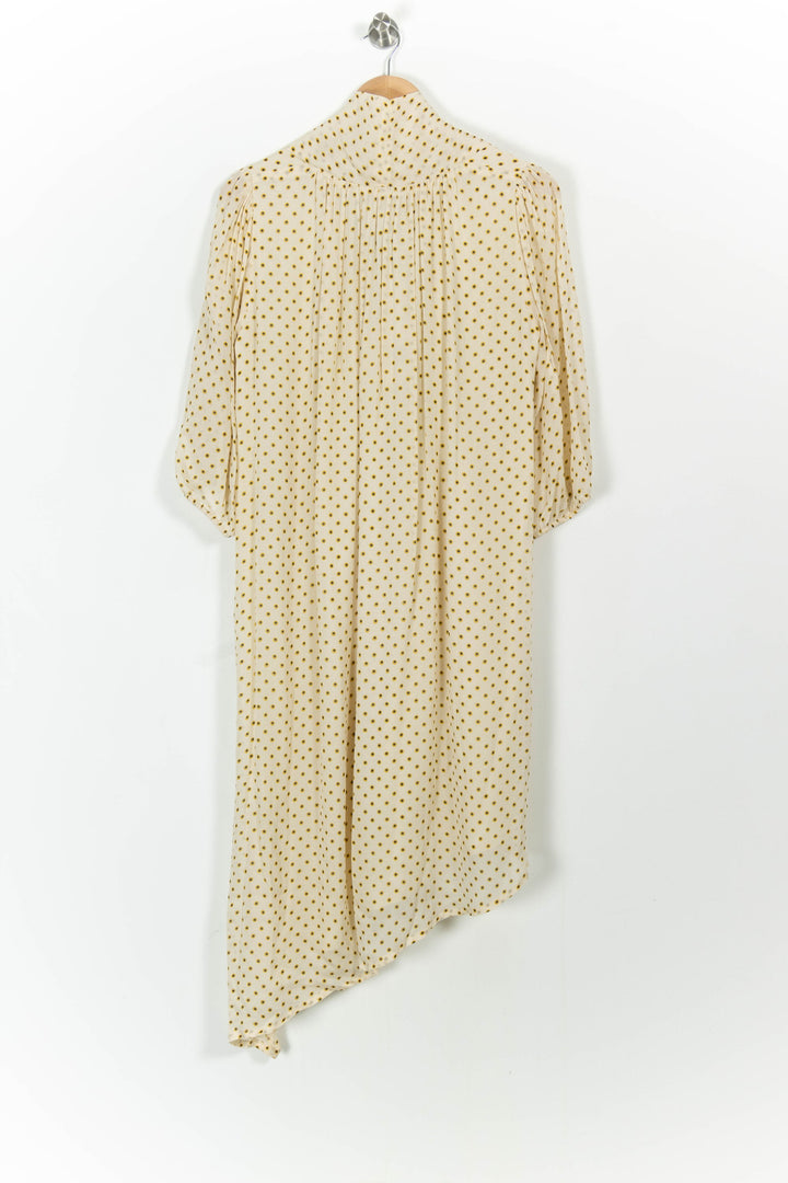 Robe Midi Écrue à Pois Marron et Noir - Taille L/40 de la marque Indies | PARAD103661 - Vendu par Paradigme - Image 4