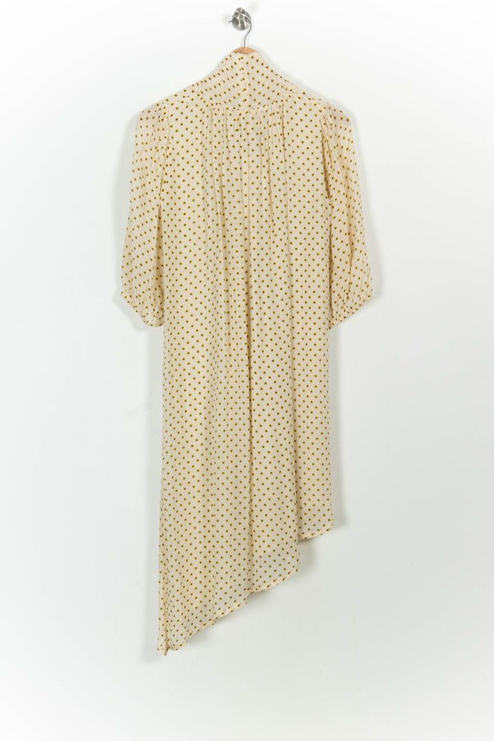 Robe Midi Crème à Pois Jaunes et Noir - Taille S/36 de la marque Indies | PARAD103662 - Vendu par Paradigme - Image 4