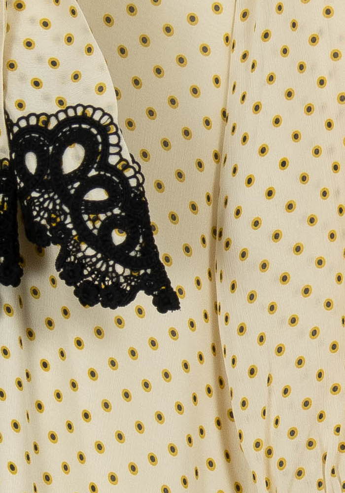 Robe Midi Crème à Pois Jaunes et Noir - Taille S/36 de la marque Indies | PARAD103662 - Vendu par Paradigme - Image 3