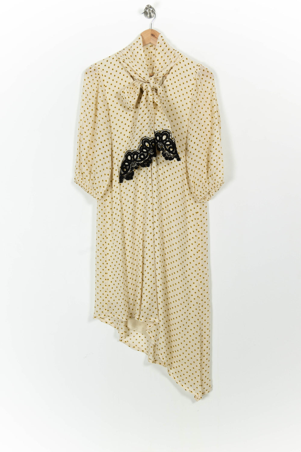 Robe Midi Crème à Pois Jaunes et Noir - Taille S/36 de la marque Indies | PARAD103662 - Vendu par Paradigme - Image 2