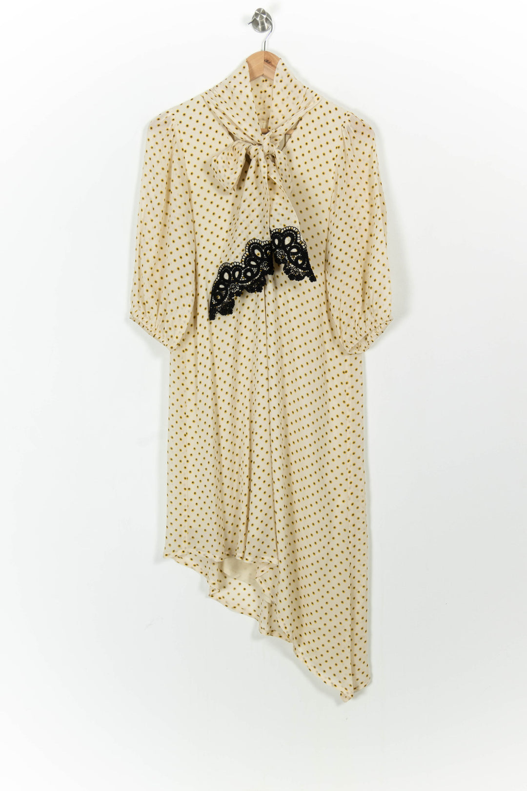 Robe Midi Crème à Pois Jaunes et Noir - Taille S/36 de la marque Indies | PARAD103662 - Vendu par Paradigme - Image 2
