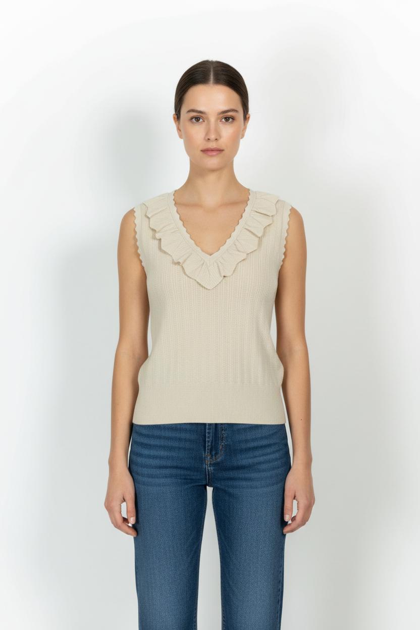 Débardeur Beige - Taille L/40 de la marque Indies | PARAD103663 - Vendu par Paradigme - Image 1