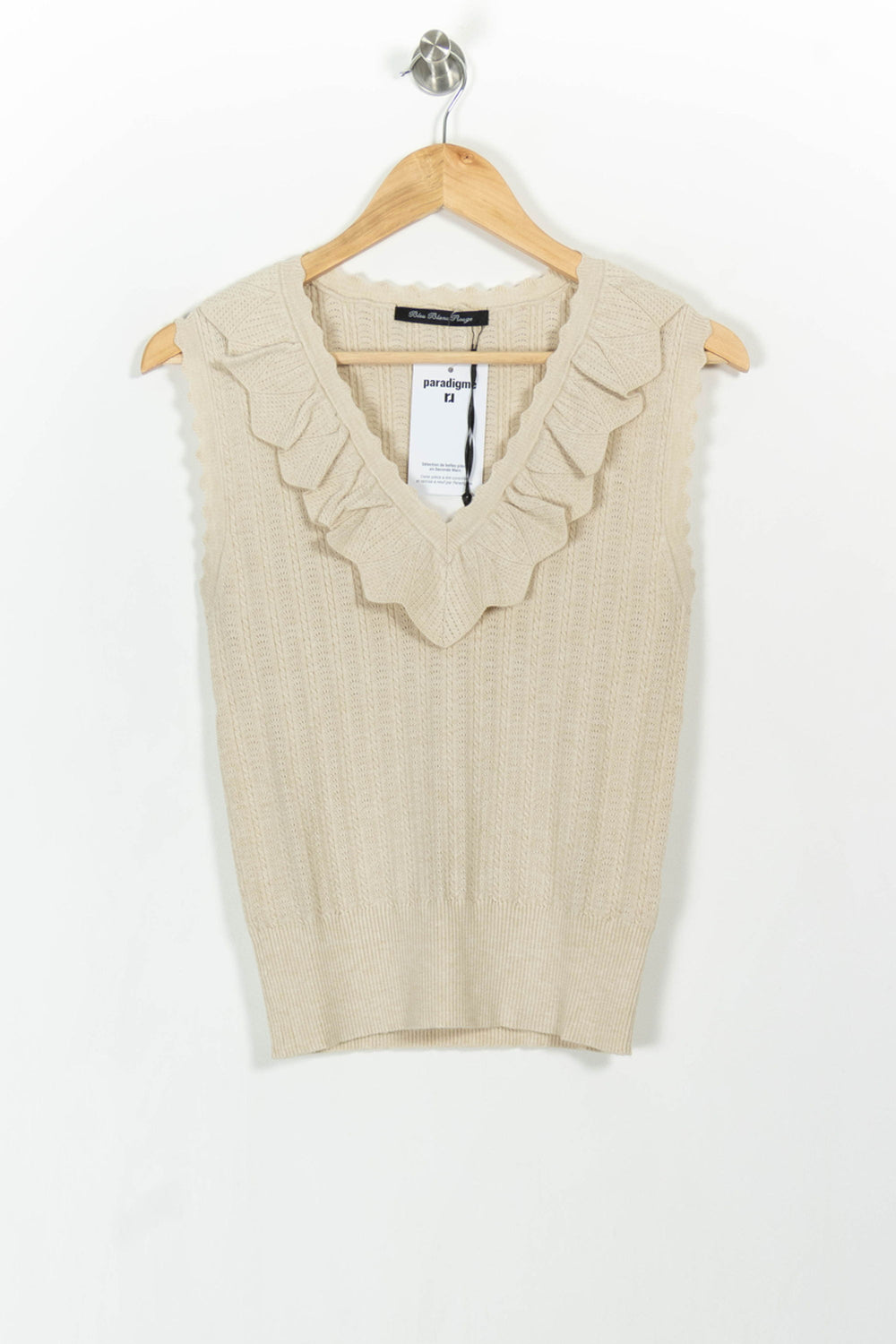 Pull Sans Manches Beige - Taille S/36 de la marque Indies | PARAD103664 - Vendu par Paradigme - Image 2