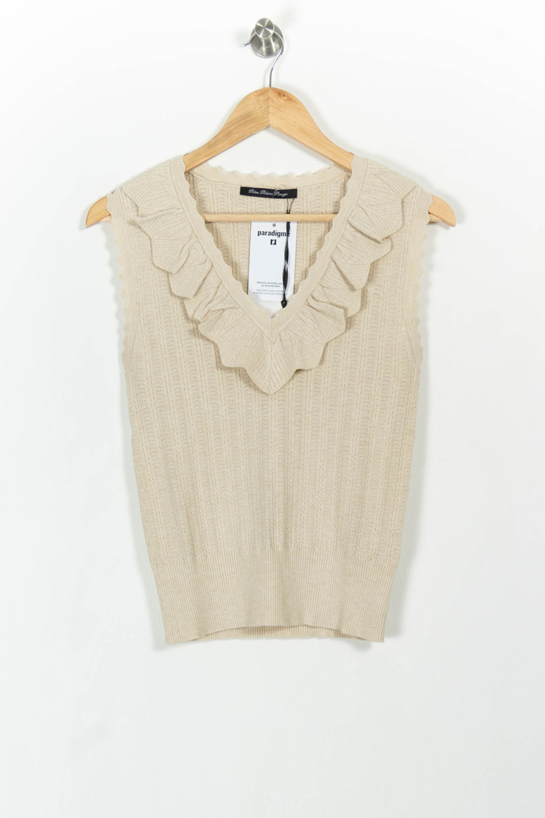 Pull Sans Manches Beige - Taille S/36 de la marque Indies | PARAD103664 - Vendu par Paradigme - Image 2