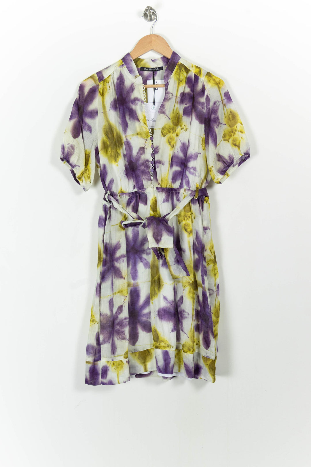 Robe Courte Violette et Jaune - Taille M/38 de la marque Indies | PARAD103665 - Vendu par Paradigme - Image 2