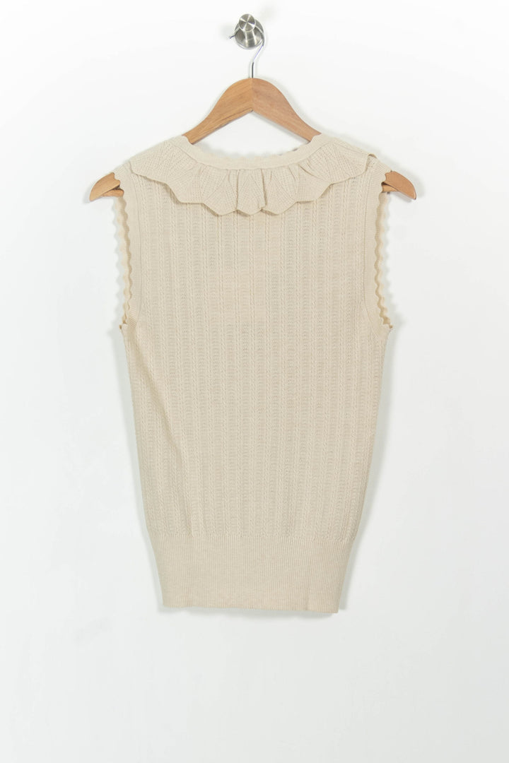 Pull Sans Manches Beige - Taille M/38 de la marque Indies | PARAD103667 - Vendu par Paradigme - Image 4