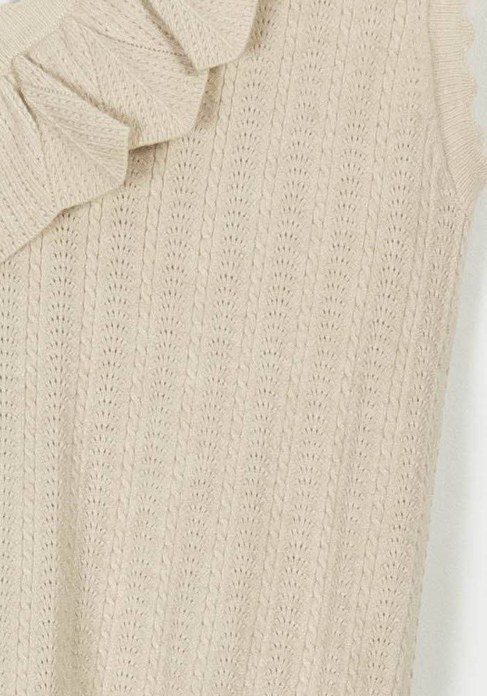 Pull Sans Manches Beige - Taille M/38 de la marque Indies | PARAD103667 - Vendu par Paradigme - Image 3