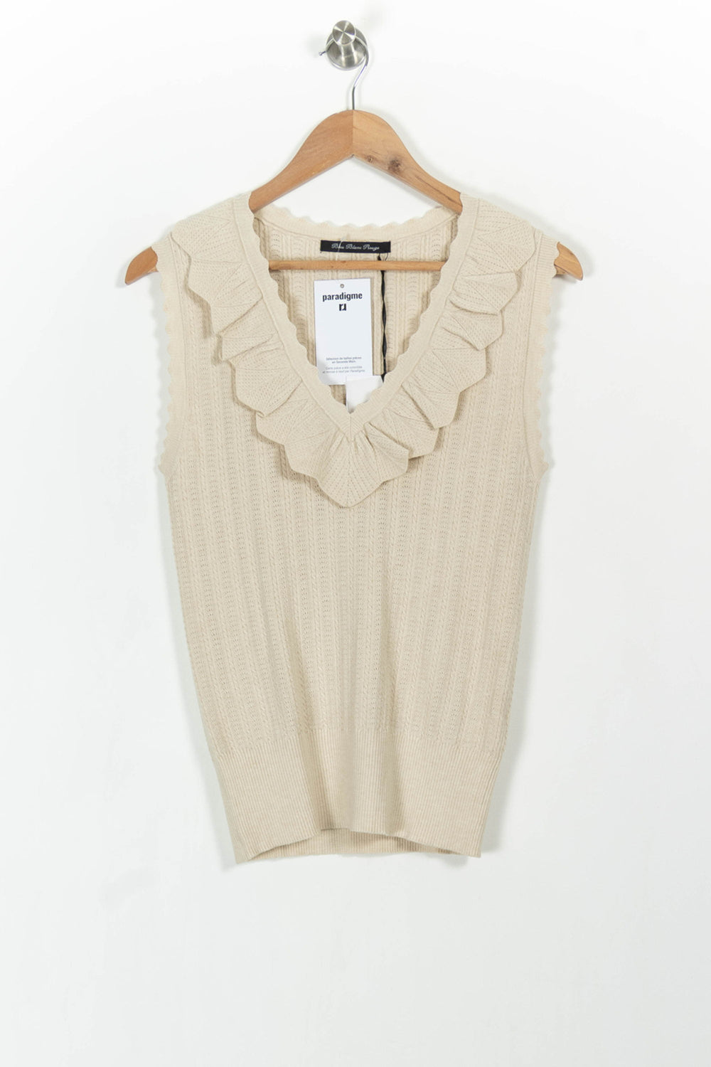 Pull Sans Manches Beige - Taille M/38 de la marque Indies | PARAD103667 - Vendu par Paradigme - Image 2