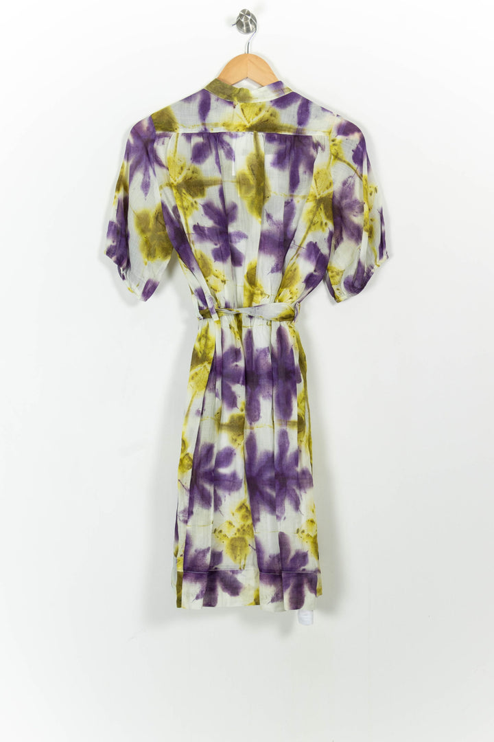 Robe Courte Violette et Jaune - Taille L/40 de la marque Indies | PARAD103669 - Vendu par Paradigme - Image 4
