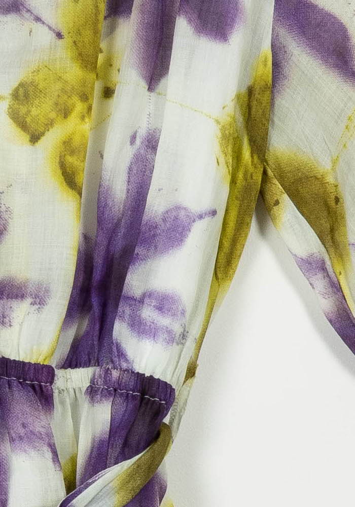 Robe Courte Violette et Jaune - Taille L/40 de la marque Indies | PARAD103669 - Vendu par Paradigme - Image 3