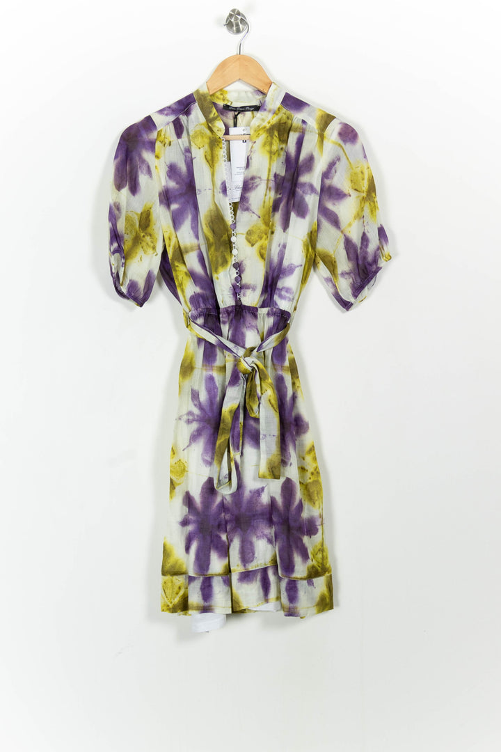 Robe Courte Violette et Jaune - Taille L/40 de la marque Indies | PARAD103669 - Vendu par Paradigme - Image 2