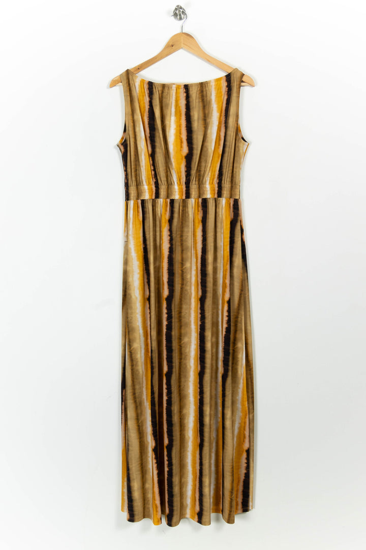 Robe Longue Marron et Jaune - Taille S/36 de la marque Indies | PARAD103672 - Vendu par Paradigme - Image 4