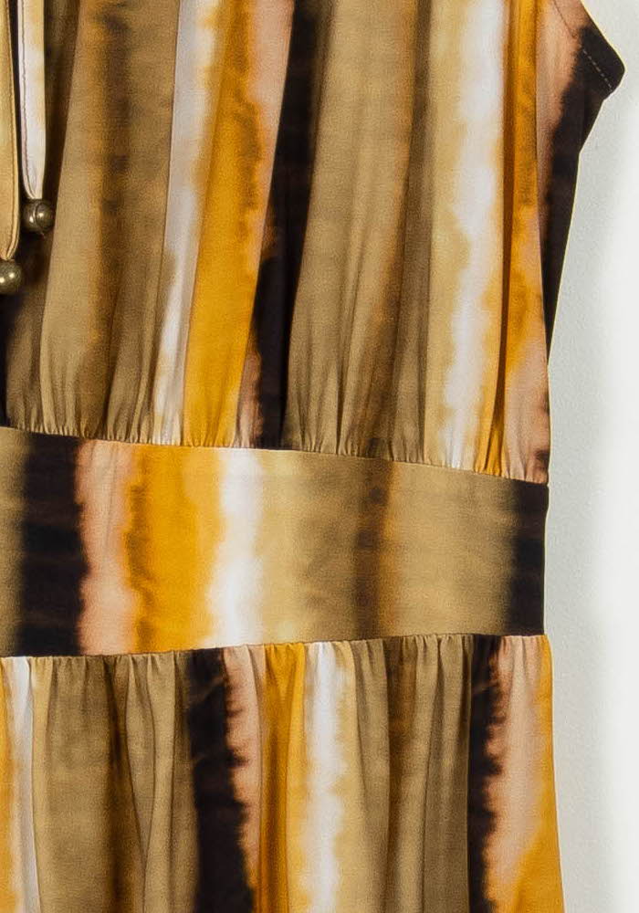 Robe Longue Marron et Jaune - Taille S/36 de la marque Indies | PARAD103672 - Vendu par Paradigme - Image 3