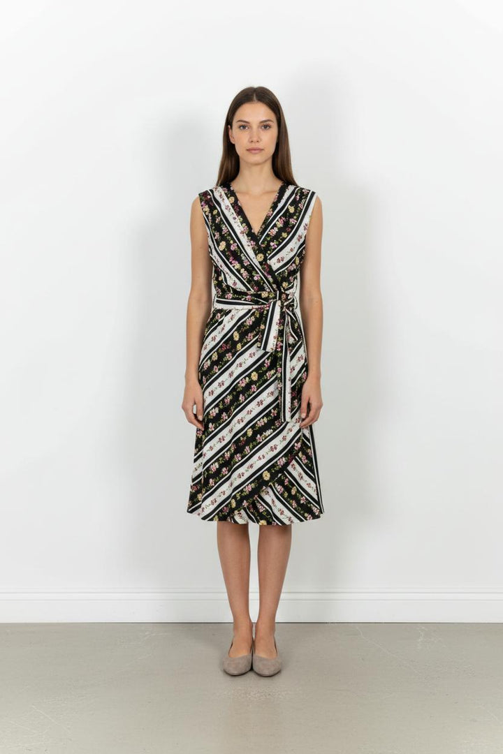 Robe Portefeuille Noire et Blanche - Taille S/36 de la marque Indies | PARAD103675 - Vendu par Paradigme - Image 1